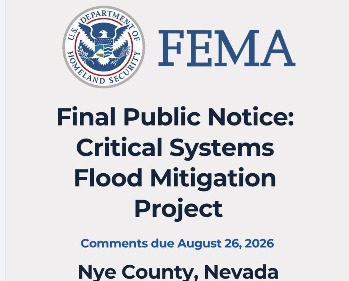 FEMA Final Public Notice: Critical Systems Flood Mitigation Project, Nye County, Nevada. Comments due August 26, 2026.